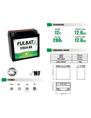 FTX14-BS FULLBAT BATTERY