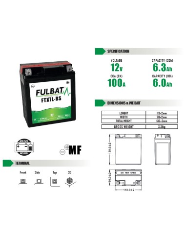 BATERIA FTX7L-BS FULLBAT